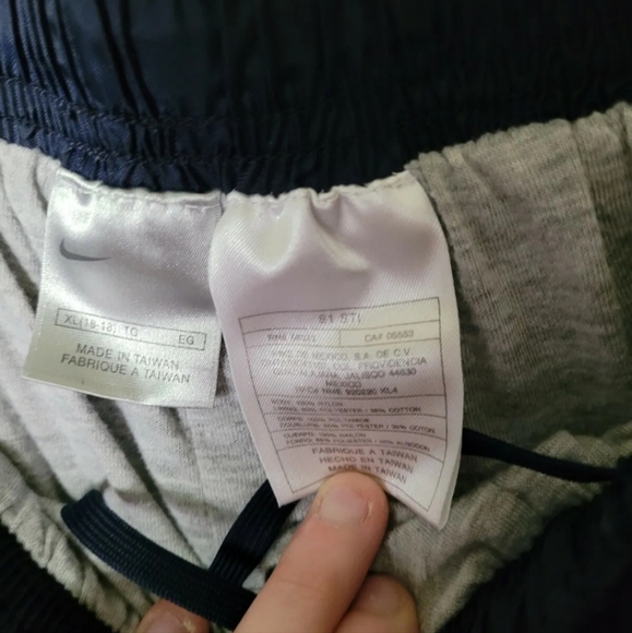 Vintage Style Nike Navy Blue Cotton Lined Track Pants w/ Elastic + Drawstring - Picture 5 of 6